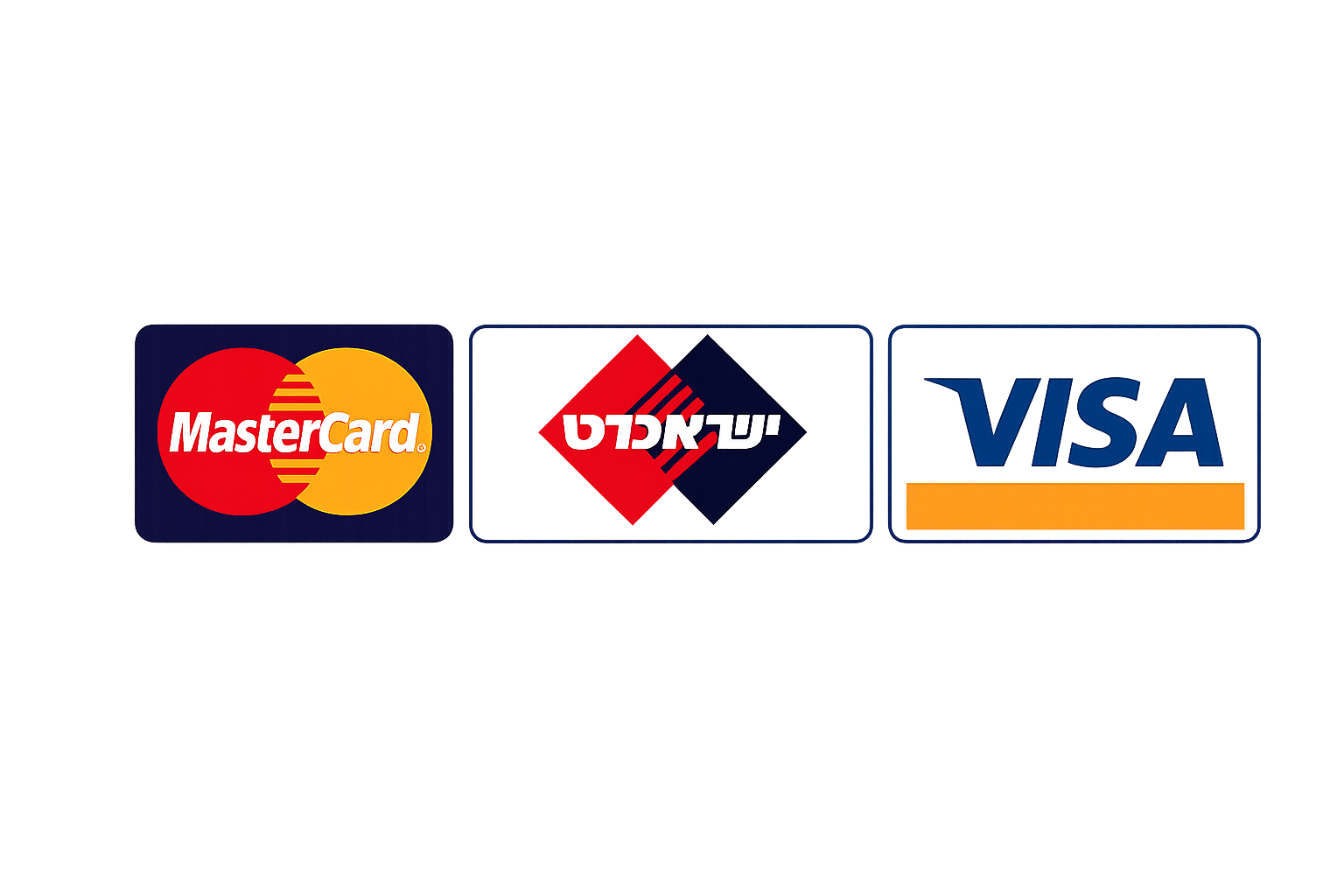 סוגי כרטיסי אשראי אשר מתקבלים באתר